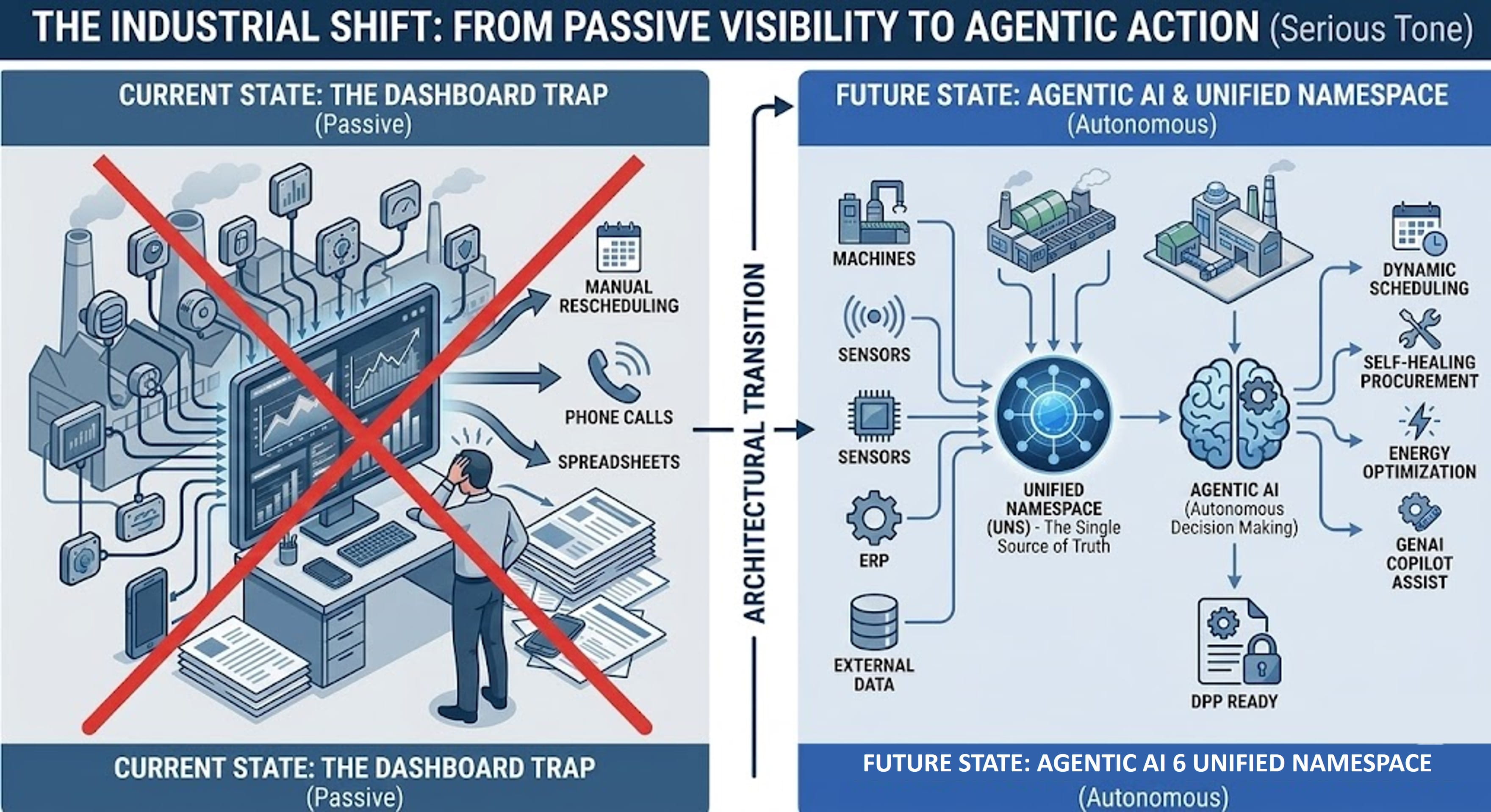 Industrial shift from passive dashboards to agentic AI with a unified namespace